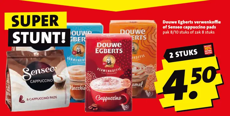 Aanbieding: Douwe Egberts verwenkoffie of Senseo cappuccino pads