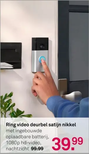 Aanbieding: video deurbel satijn nikkel