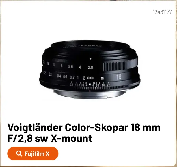 Offre: Color-Skopar 18 mm F/2,8 sw X-mount