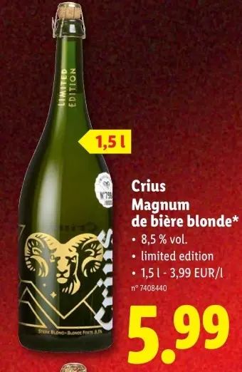 Offre: Magnum de bière blonde