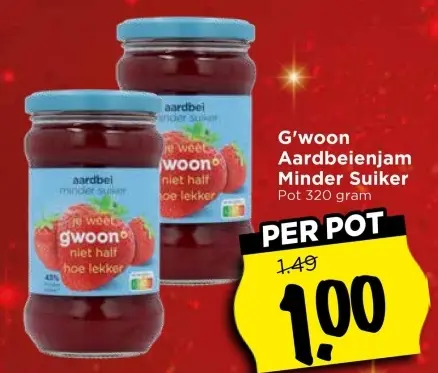 Aanbieding: Aardbeienjam Minder Suiker