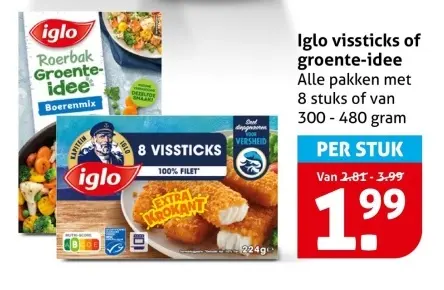 Aanbieding: Iglo vissticks of groente-idee