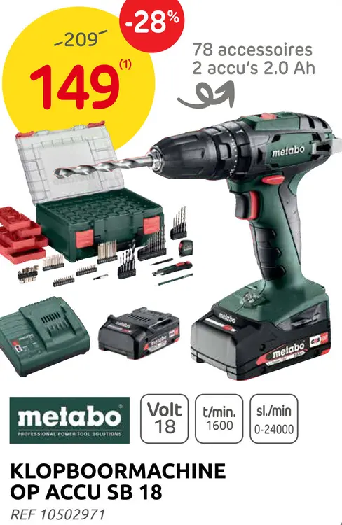 Promotie: Klopboormachine op accu SB 18