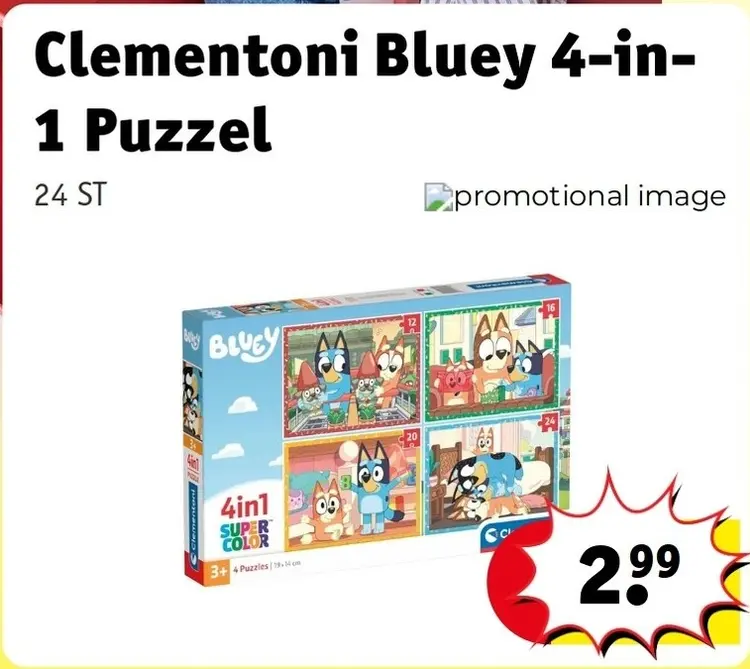 Promotie: Clementoni Bluey 4-in-1 Puzzel