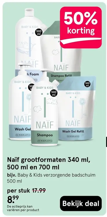 Aanbieding: Naïf grootformaten 340 ml, 500 ml en 700 ml