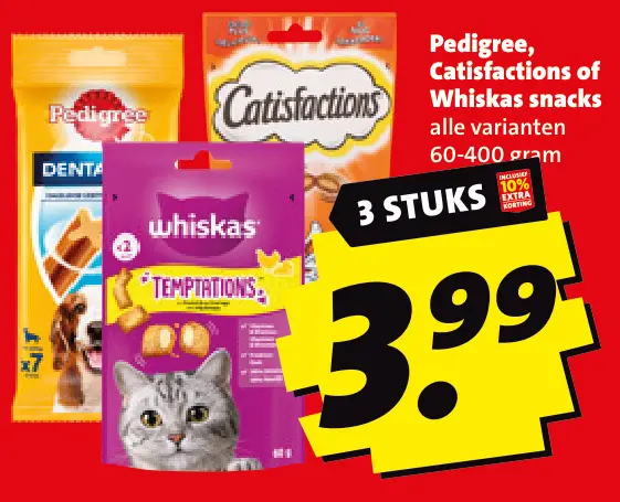 Aanbieding: Pedigree, Catisfactions of Whiskas snacks