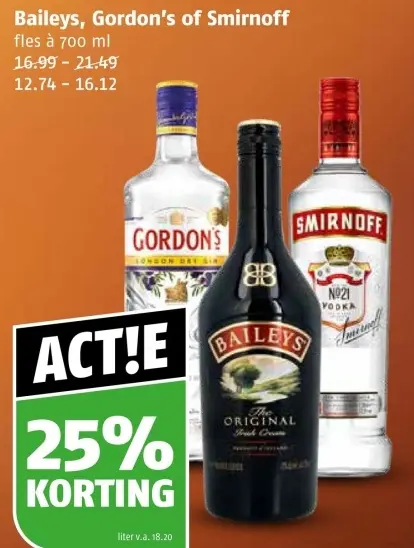Aanbieding: Baileys, Gordon's of Smirnoff
