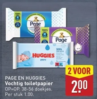 Aanbieding: PAGE EN HUGGIES Vochtig toiletpapier