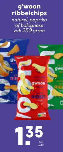 Aanbieding: g'woon ribbelchips