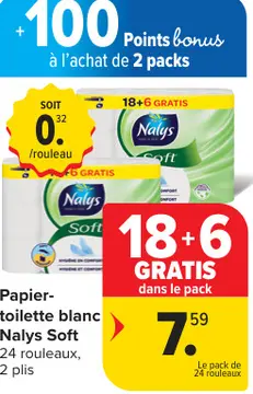 Offre: Papier-toilette blanc Nalys Soft