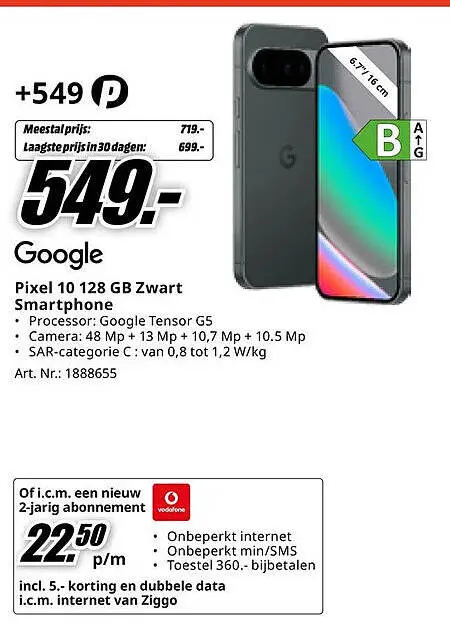Aanbieding: Pixel 10 128 GB Zwart Smartphone
