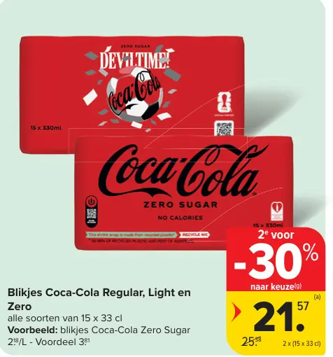 Promotie: Blikjes Coca-Cola Regular, Light en Zero