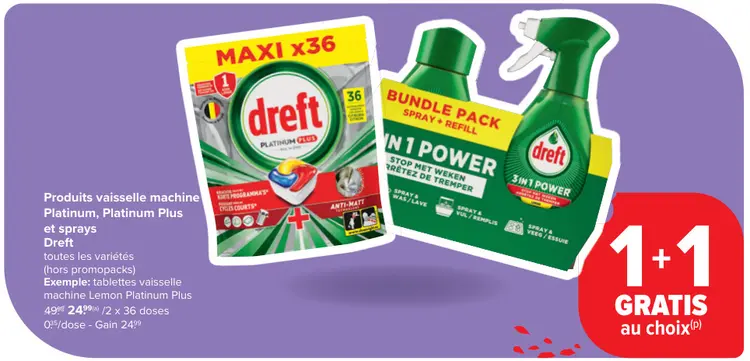Offre: Produits vaisselle machine Platinum, Platinum Plus et sprays