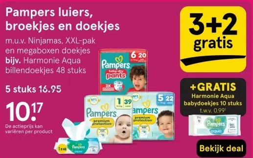 Aanbieding: Pampers luiers, broekjes en doekjes