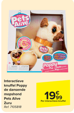 Aanbieding: Interactieve knuffel Poppy de dansende mopshond Pets Alive Zuru