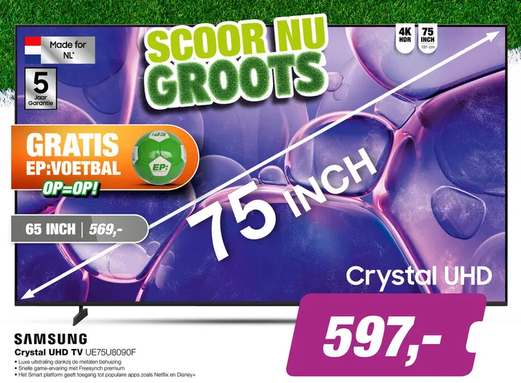 Aanbieding: Crystal UHD TV UE75U8090F