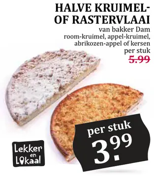 Aanbieding: Halve kruimel- of rastervlaai