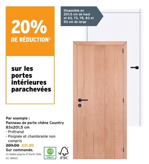 Offre: Panneau de porte chêne Country