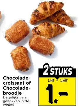 Aanbieding: Chocoladecroissant of Chocoladebroodje