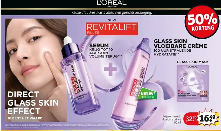 Aanbieding: L'Oréal Paris Glass Skin gezichtsverzorging