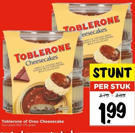 Aanbieding: Toblerone of Oreo Cheesecake