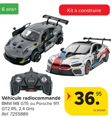 Offre: Véhicule radiocommandé BMW M8 GTE ou Porsche 911