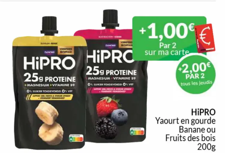 Offre: Yaourt en gourde Banane ou Fruits des bois