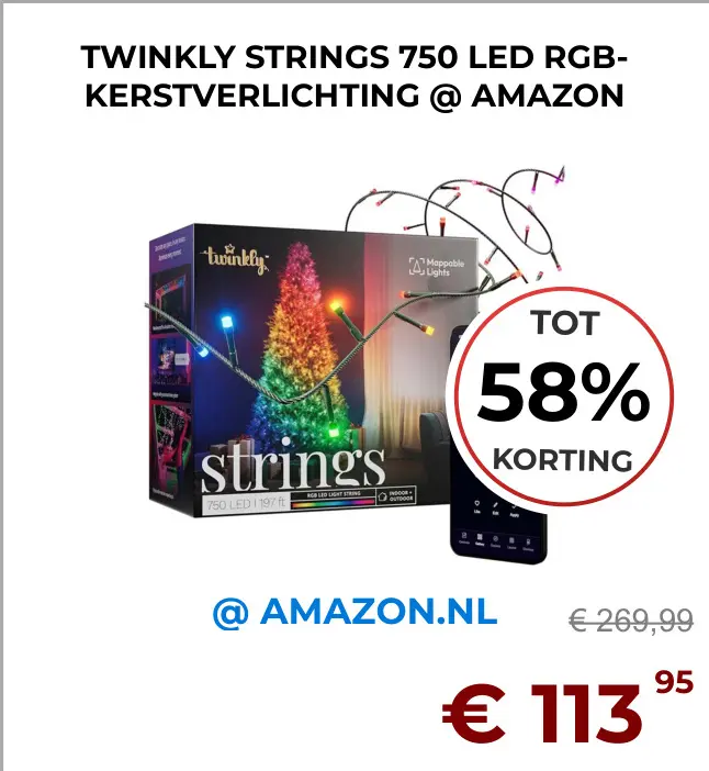 Aanbieding: Twinkly strings rgb-kerstverlichting @ amazon