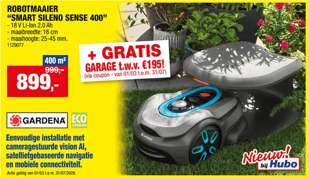 Promotie: Gardena Smart Sileno Sense robotmaaier 18V Li-Ion 400m²