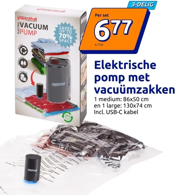 Promotie: Elektrische pomp met vacuümzakken