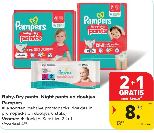 Promotie: Baby-Dry pants, Night pants en doekjes