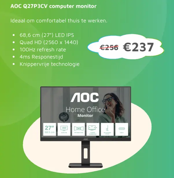 Aanbieding: AOC Q27P3CV computer monitor