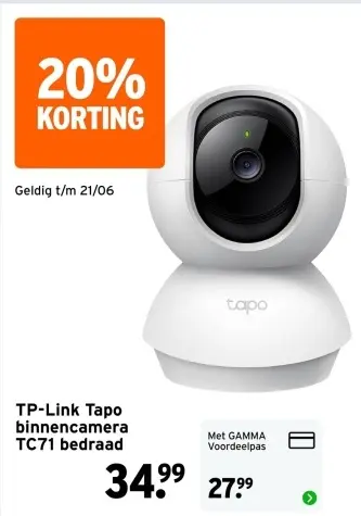 Aanbieding: Tapo binnencamera TC71 bedraad