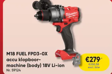 Promotie: M18 FUEL FPD3-0X accu klopboor-machine (body)