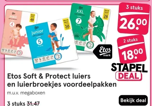 Aanbieding: Etos Soft & Protect luiers en luierbroekjes m