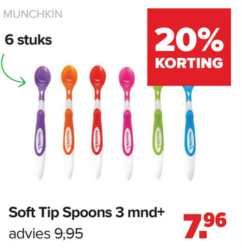 Aanbieding: Munchkin Soft Tip Spoons 3mnd+ (6 stuks)