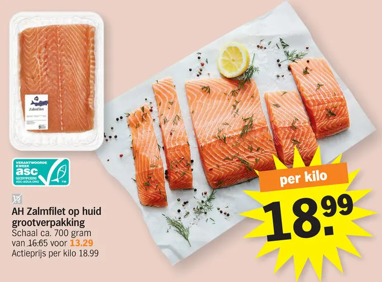 Promotie: Zalmfilet op huid grootverpakking