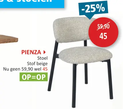 Promotie: Pienza Stoel