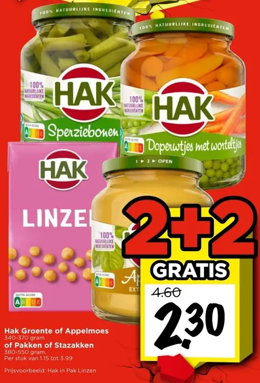 Aanbieding: Groente of Appelmoes of pakken of stazakken