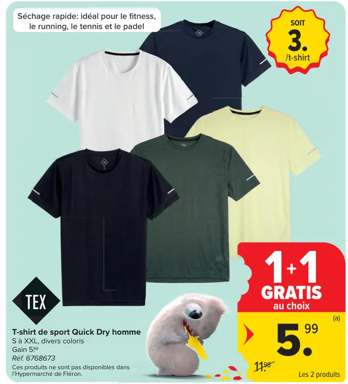 Offre: T-shirt de sport Quick Dry homme