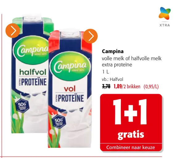 Promotie: Volle melk of halfvolle melk extra proteïne