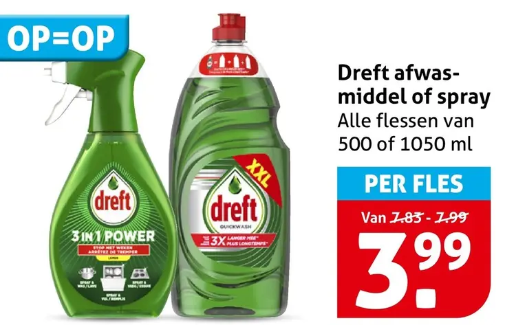 Aanbieding: Dreft afwasmiddel of spray