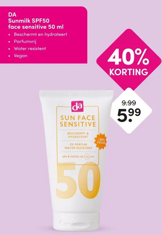 Aanbieding: Sunmilk SPF50 face sensitive