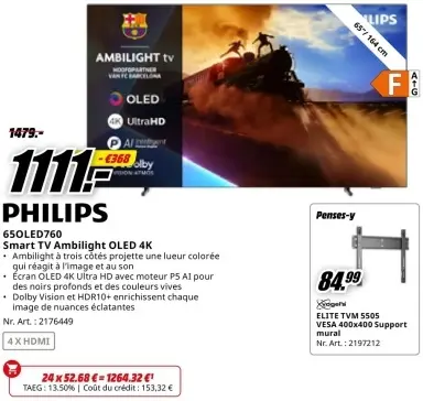 Offre: 65OLED760 Smart TV Ambilight OLED 4K