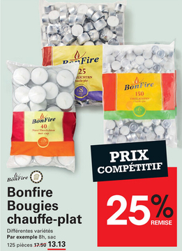 Offre: Bonfire Bougies chauffe-plat