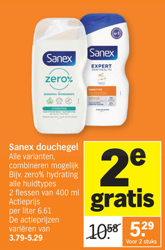 Aanbieding: Sanex douchegel zero% hydrating alle huidtypes