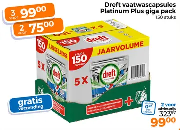 Aanbieding: Dreft vaatwascapsules Platinum Plus giga pack