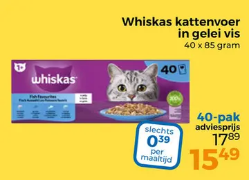 Aanbieding: Whiskas kattenvoer in gelei vis
