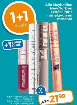 Aanbieding: Alle maybelline New York, L'Óreal Paris Lipmake-up en mascara