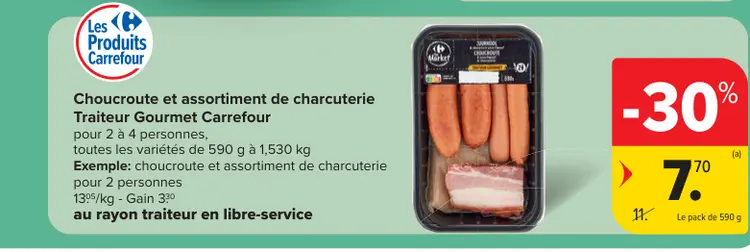 Offre: Choucroute et assortiment de charcuterie